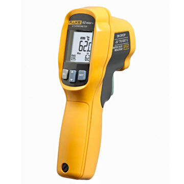 Fluke 62 MAX+ infrared thermometer measuring −30°C to 650°C with 12:1 D:S, dual lasers, IP54 rating
